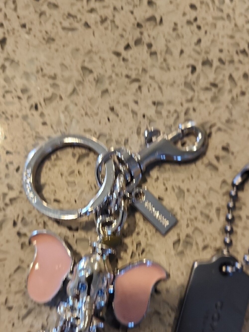 Coach Style Silver Dumbo Keychain with Pink Ears And Hangtag Combo - Picture 4 of 5